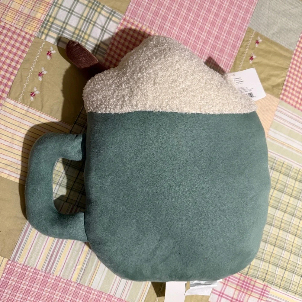 Cozy Green Mug-Shaped Plush Pillow NWT Hot‎ Cocoa pillow